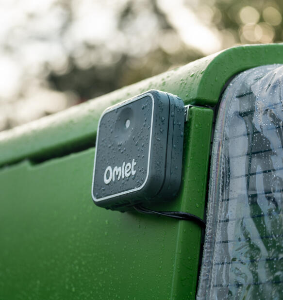 Close up of the smart Autodoor control panel in the rain