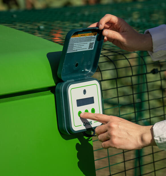 Close up of the smart Autodoor control panel being programmed manually